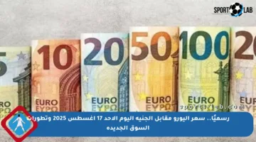 رسميًا.. سعر اليورو مقابل الجنيه اليوم الأحد 17 أغسطس 2025 وتطورات السوق الجديدة
